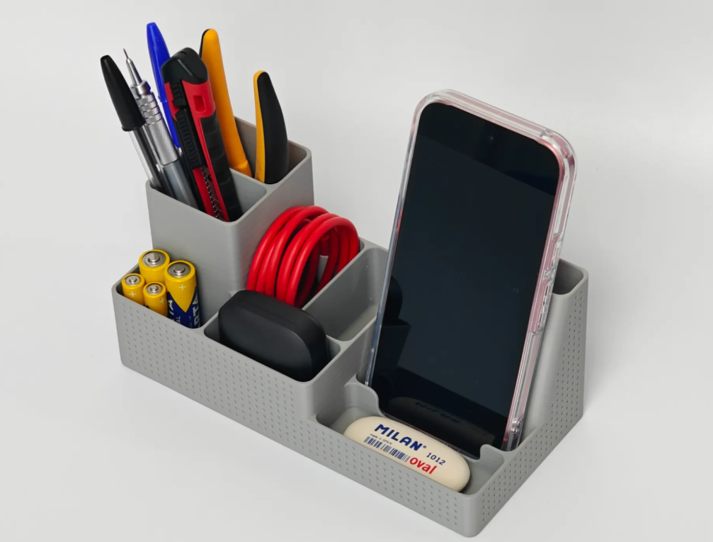 Mini Desk Organiser + Phone Stand — 3D printed by Moon Studio 3D